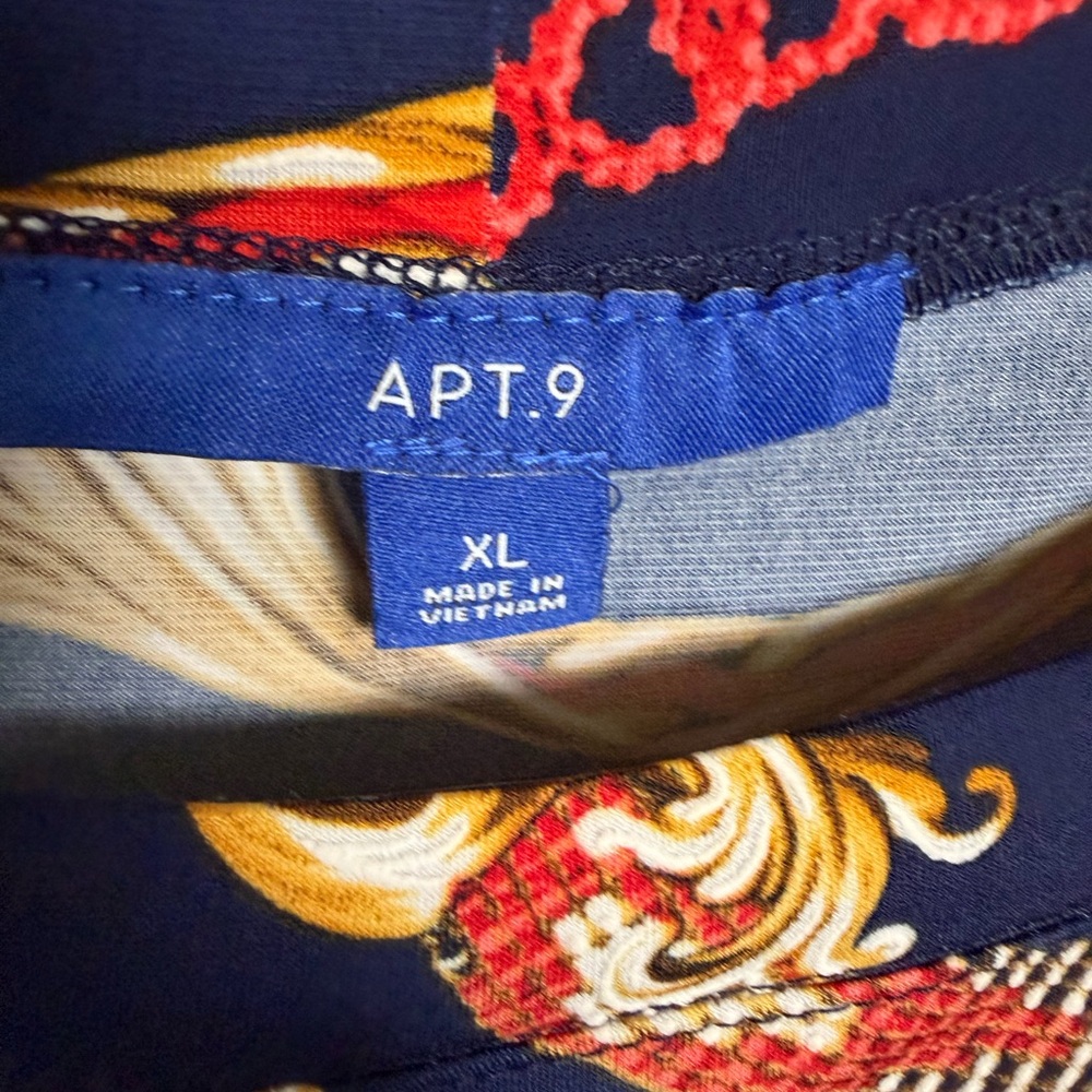 Apt. 9 Navy Dress with Red and Gold Chain Motif - Picture 3 of 7